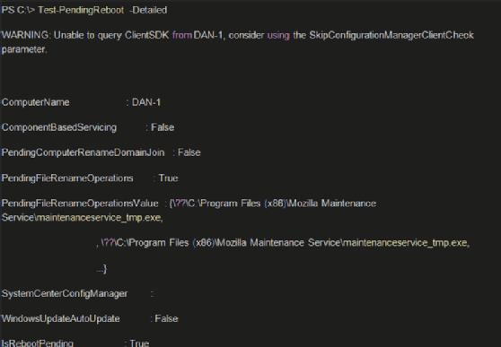 Test-PendingReboot cmdlet with -Detailed parameter