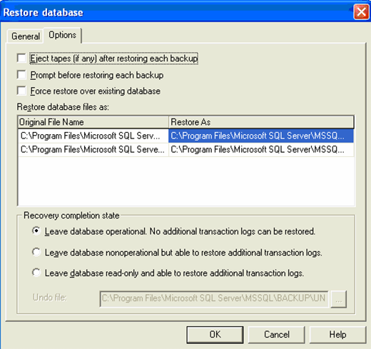 Restore database with T-SQL