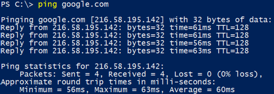 ping utility in powershell