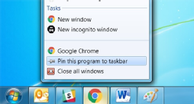 A screenshot of the menu to pin applications to the taskbar.