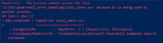 Windows PowerShell error message