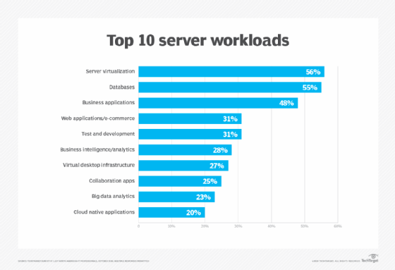 Bar chart showing the top 10 server workloads