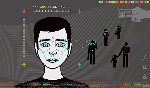 Diagram of how face detection works in a facial recognition app.