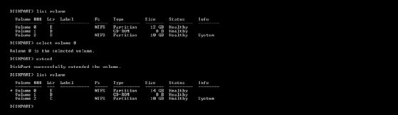 extend disk volume