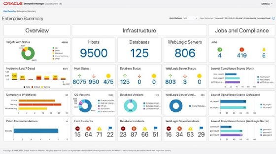 Screenshot of an Oracle IT dashboard.