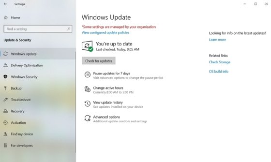 Halaman Windows Update