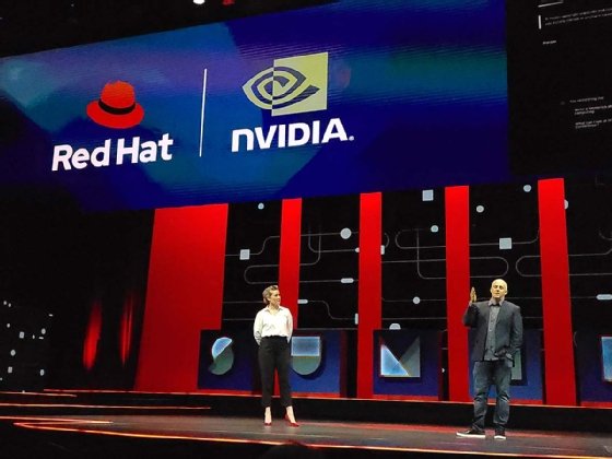 Red Hat's Stefanie Chiras and Nvidia's Justin Boitano at Red Hat Summit 2024