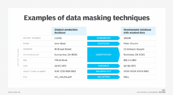 Examples of data masking techniques