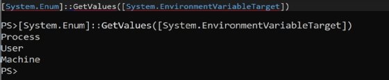 Get values for System.EnvironmentVariableTarget with System.Enum's GetValues.