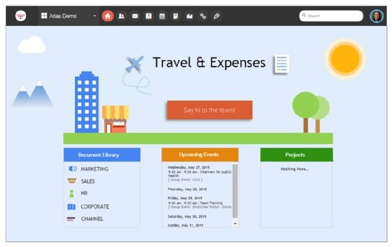 screen shot of HyperOffice travel and expenses intranet page