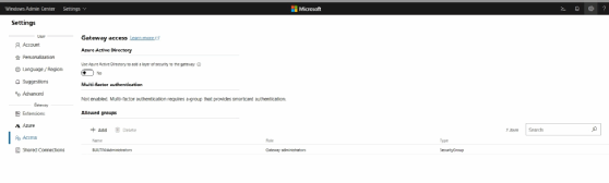 Windows Admin Center sets up Azure Active Directory