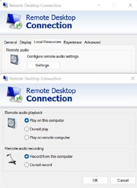 The Local Resources tab for remote desktop connection settings