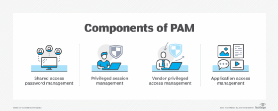 Illustration of the four components of privileged access management.