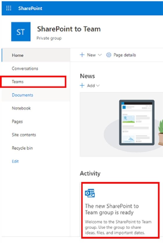 How to add a team to SharePoint sites, step 2