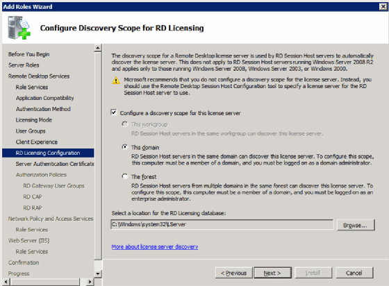 Licensing access for domain servers