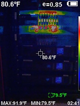 Thermal imaging of server heat.