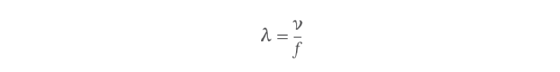 Wavelength, velocity and frequency mathematical formula.