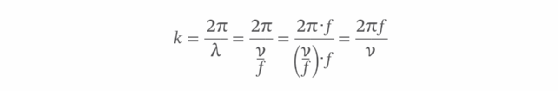 Simplified radian-based wave number mathematical formula.