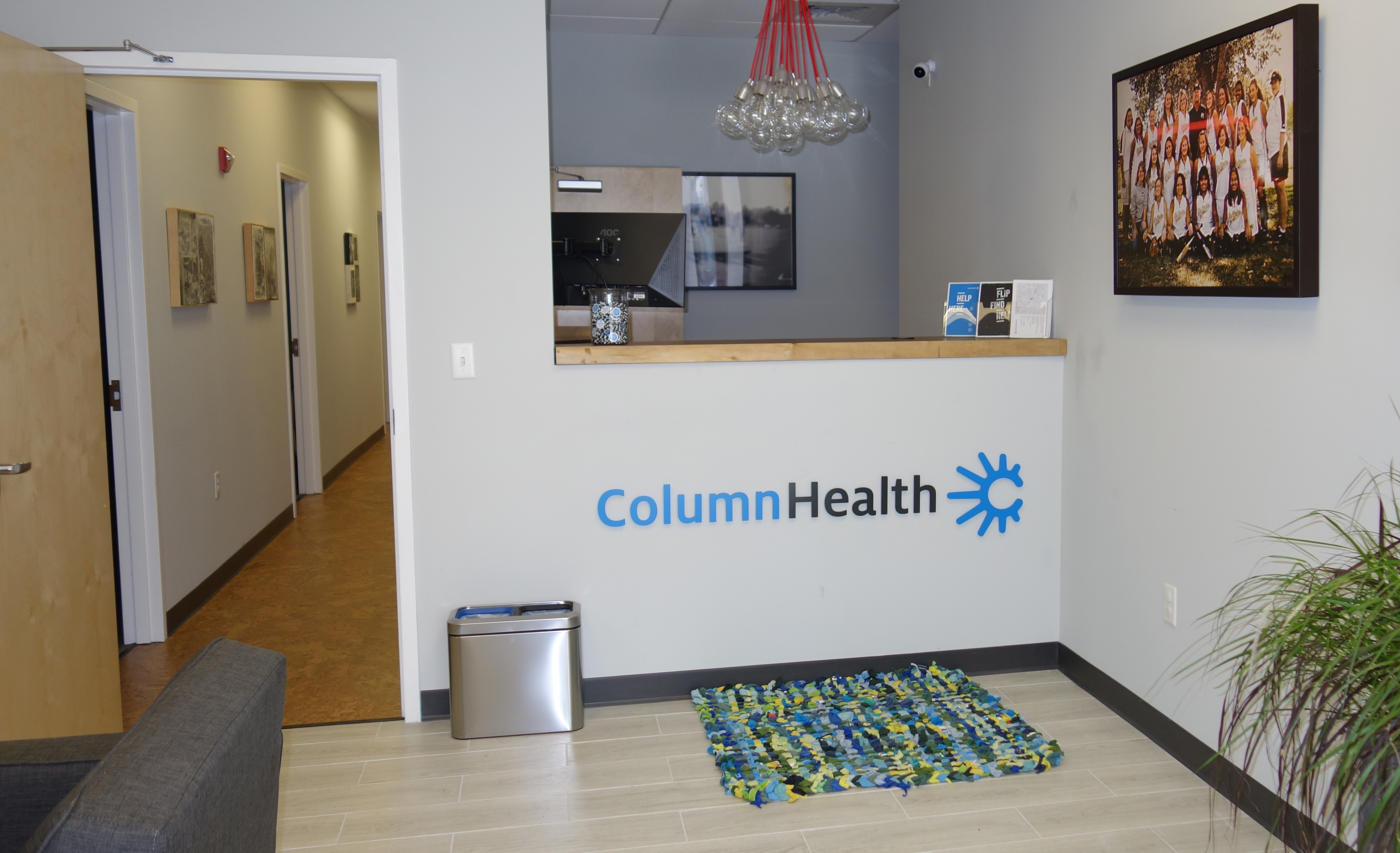 Reception area at Column Health's Brighton location