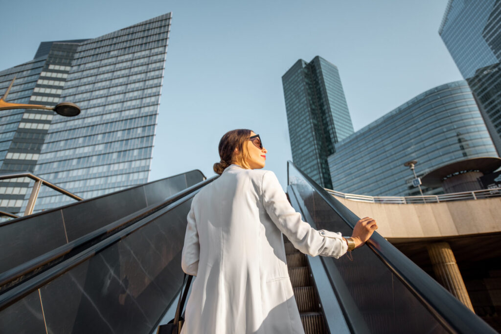 Business woman at the business center outdoors